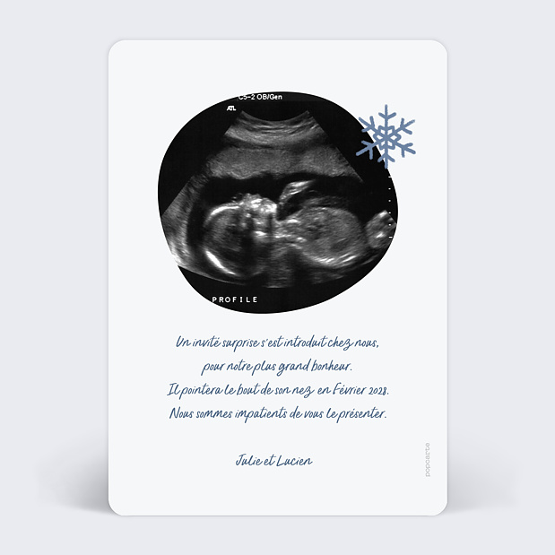 Carte Annonce Grossesse Bébé Hiver Verso
