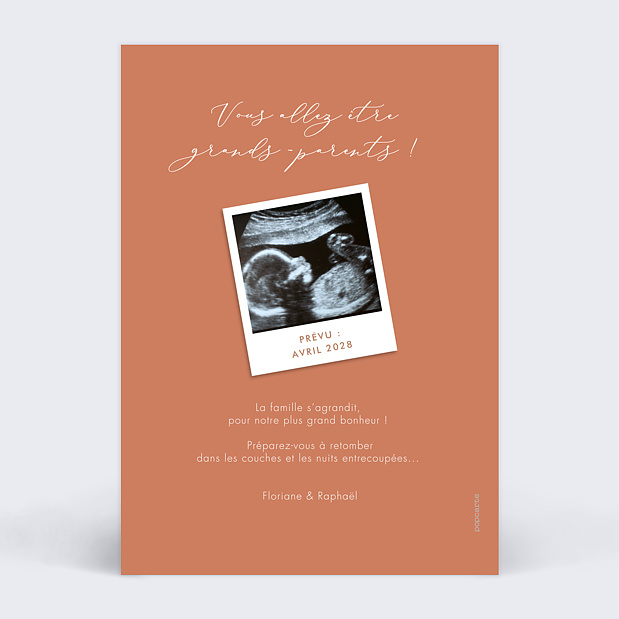 Carte Annonce Grossesse Surprise Typographie Verso