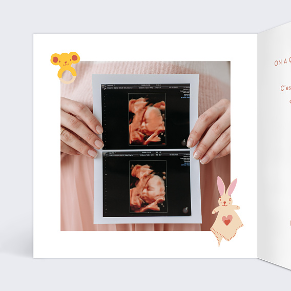 Carte annonce grossesse Corde à linge Intérieur Gauche