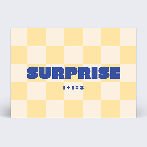 Carte Annonce Grossesse Damier jaune beurre