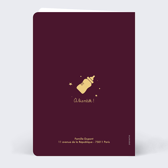 Carte annonce grossesse Passeport Verso