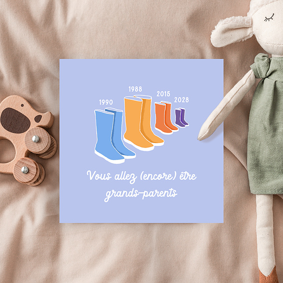 Carte annonce grossesse Famille 2 Enfants Après 4