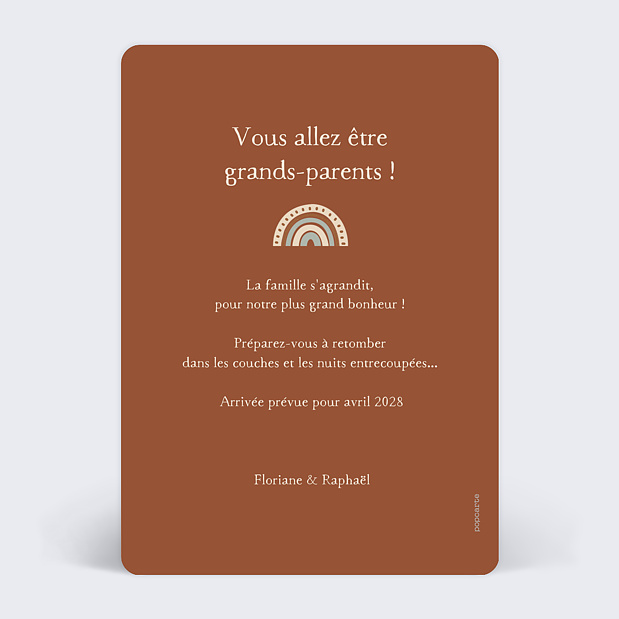 Carte Annonce Grossesse Petit Arc-en-ciel Verso
