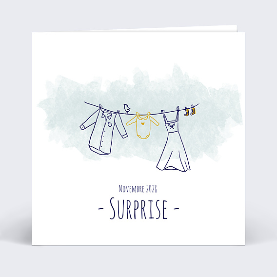 Carte Annonce Grossesse Linge de Famille