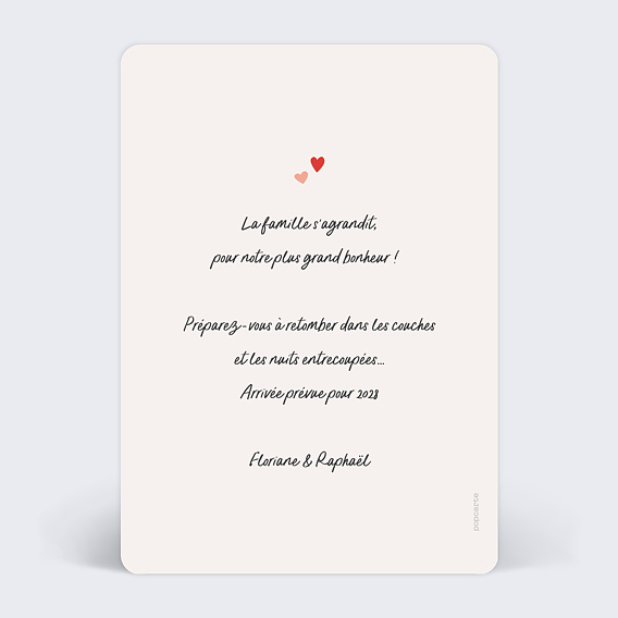 Carte annonce grossesse Avocat Verso