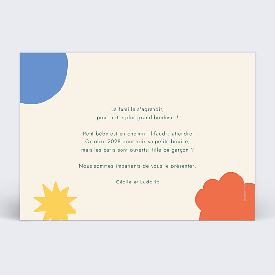 Carte Annonce Grossesse Papa + Maman colorée