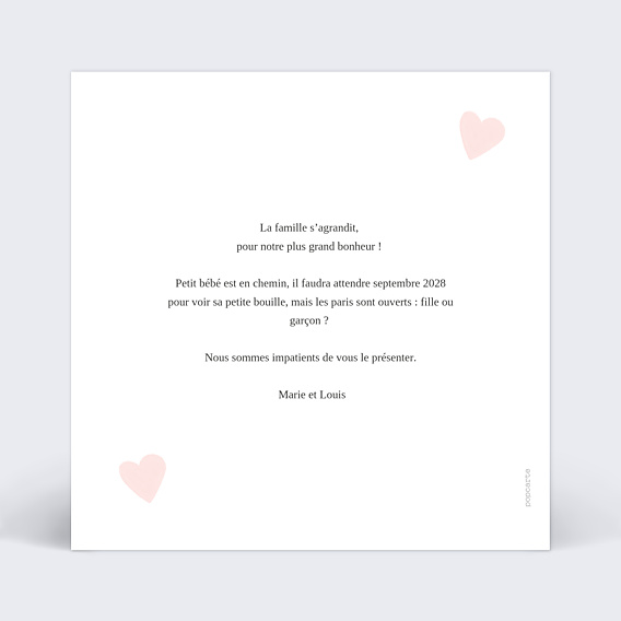 Carte Annonce Grossesse Cœur Rose