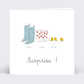 Carte Annonce Grossesse Bottes de Pluie