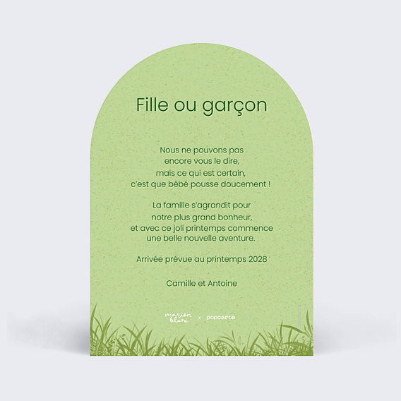 Carte Annonce Grossesse Bourgeon de printemps - Marion Blanc x Popcarte