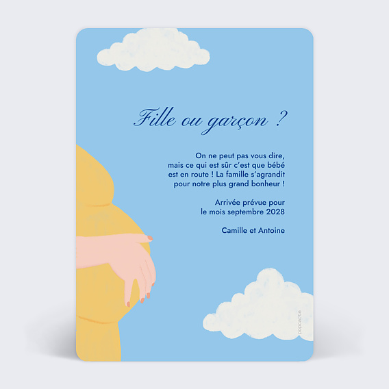 Carte annonce grossesse Lever du soleil Verso