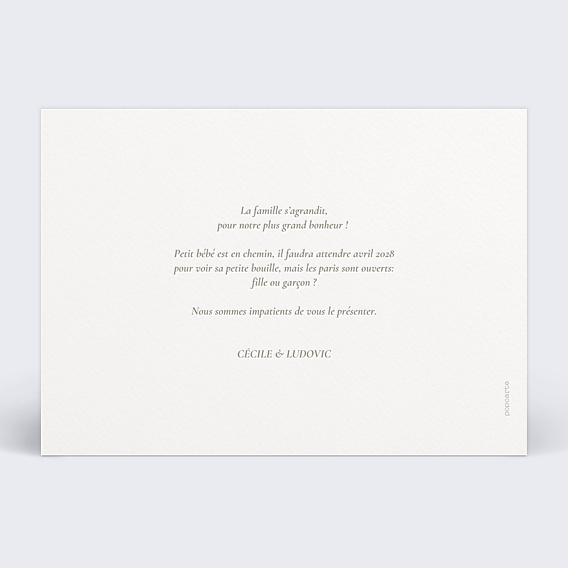 Carte Annonce Grossesse Elégant Black and White