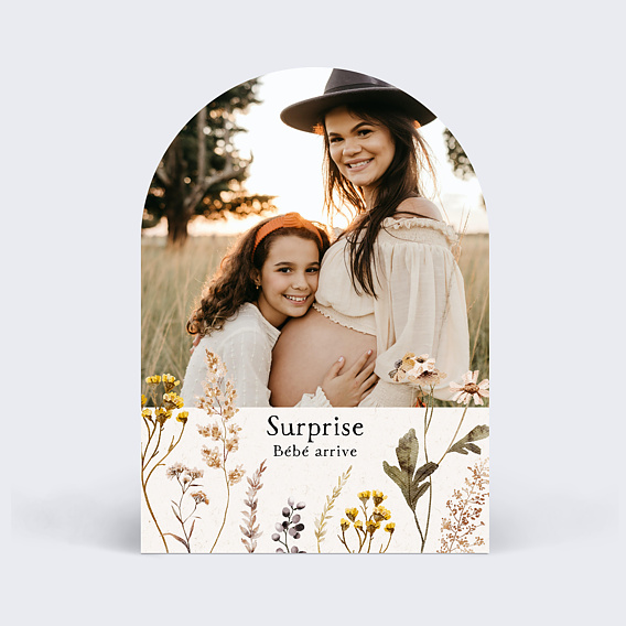 Carte annonce grossesse Bouquet Sauvage
