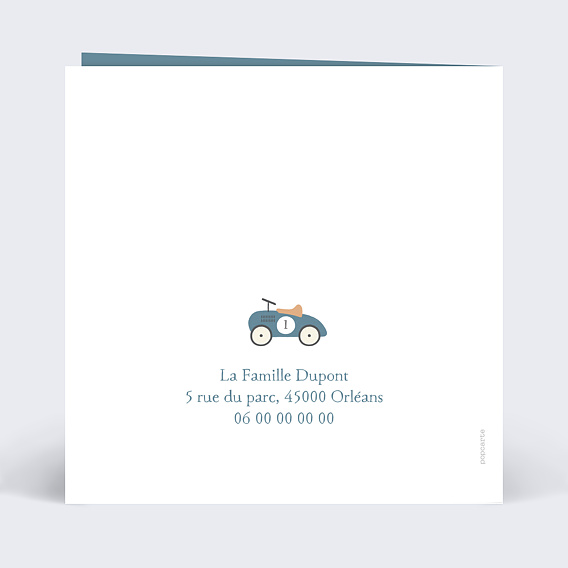 Carte annonce grossesse Jouet Garçon Verso