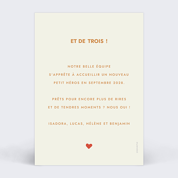 Carte Annonce Grossesse Troisième enfant