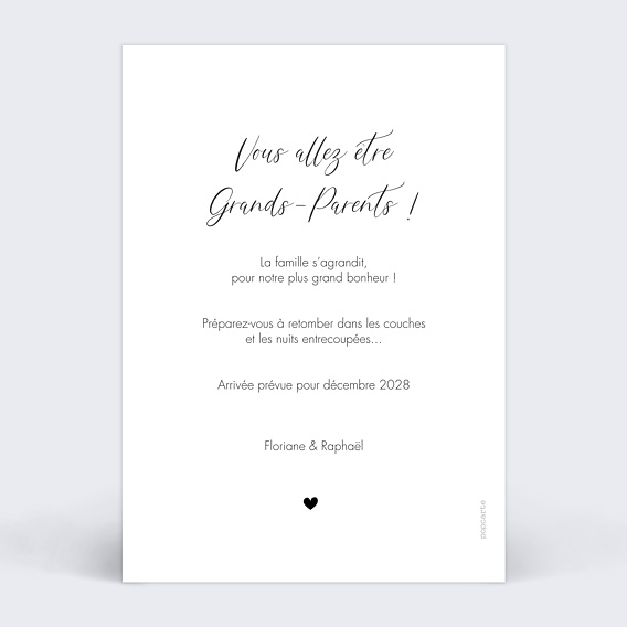 Carte annonce grossesse Futurs Parents Verso