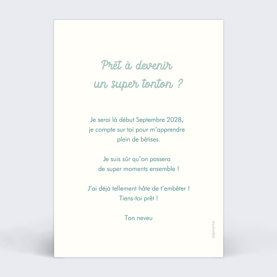 Carte annonce grossesse Cap Tonton Verso