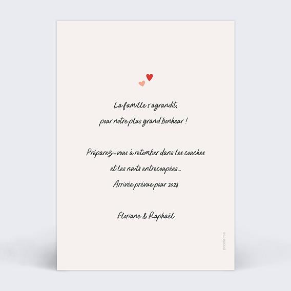 Carte annonce grossesse Marron Verso