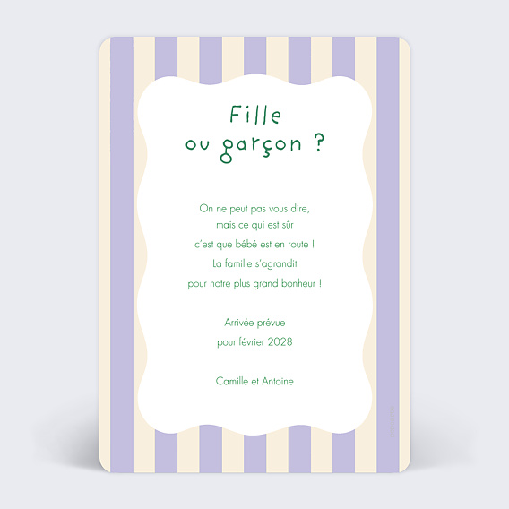 Carte annonce grossesse Œuf Surprise Verso