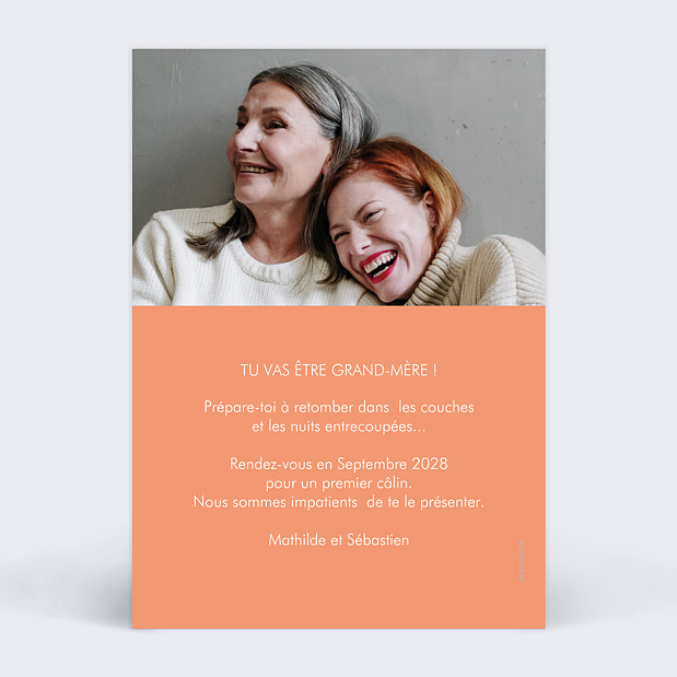 Carte Annonce Grossesse Promotion Grand-Parents Verso
