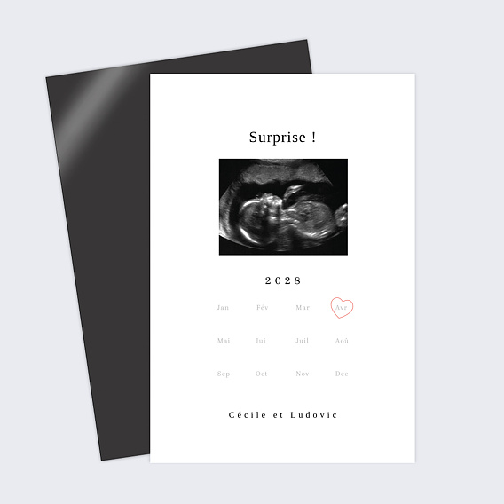 Carte annonce grossesse Calendrier Naissance