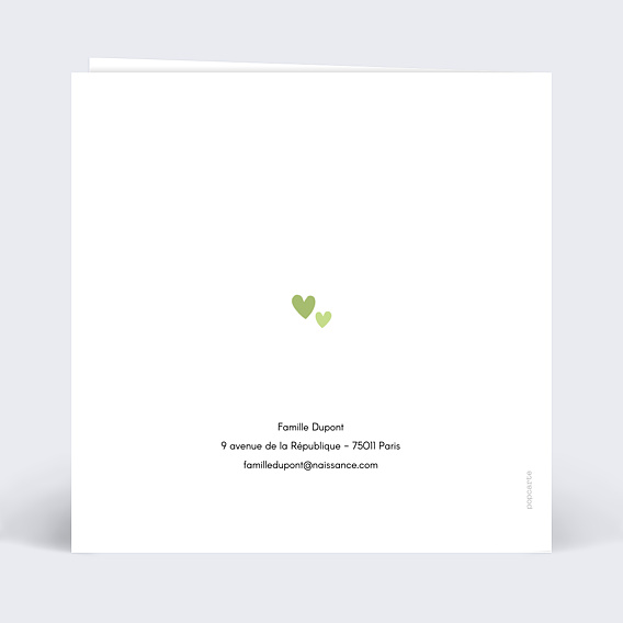 Carte annonce grossesse Avocado Family Verso