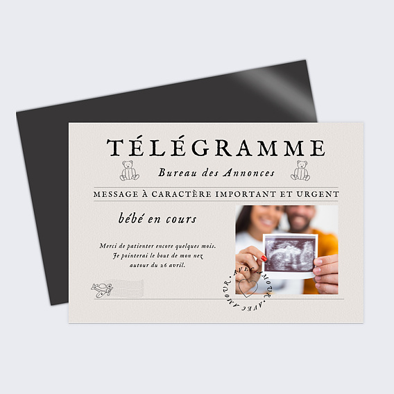 Carte annonce grossesse Télégramme