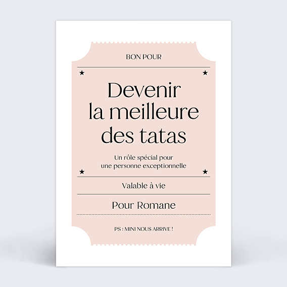 Carte Annonce Grossesse Bon pour tata