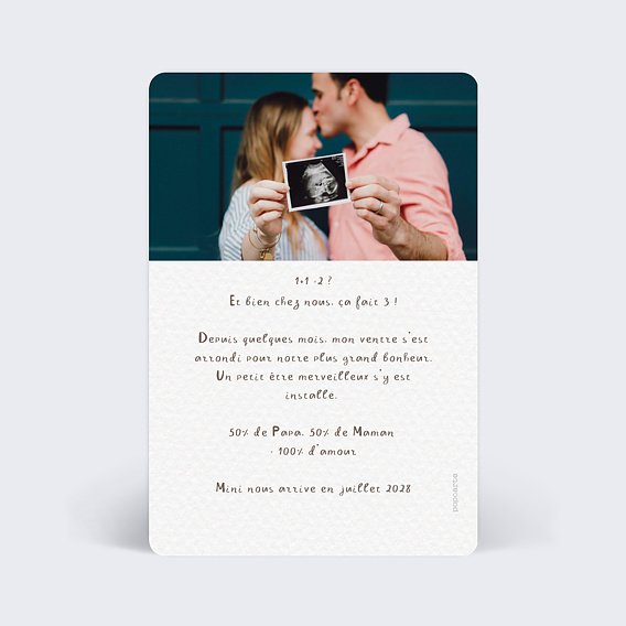 Carte annonce grossesse Petites Mains Verso