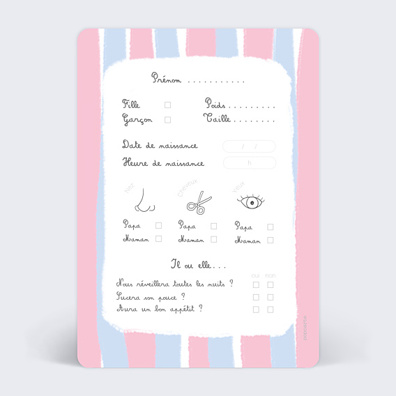 Carte Annonce Grossesse Carte Pronostic Rose et Bleu