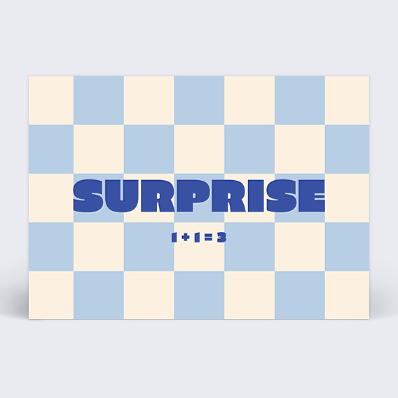 Carte Annonce Grossesse Damier ciel