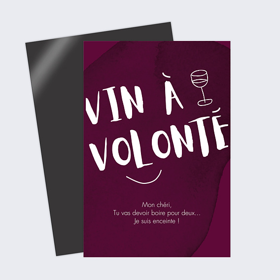 Carte annonce grossesse Vin à volonté