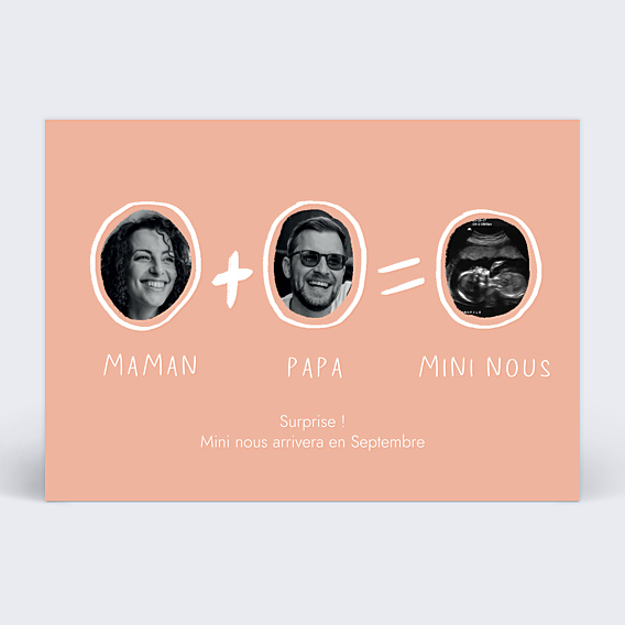 Carte Annonce Grossesse Papa + Maman simple