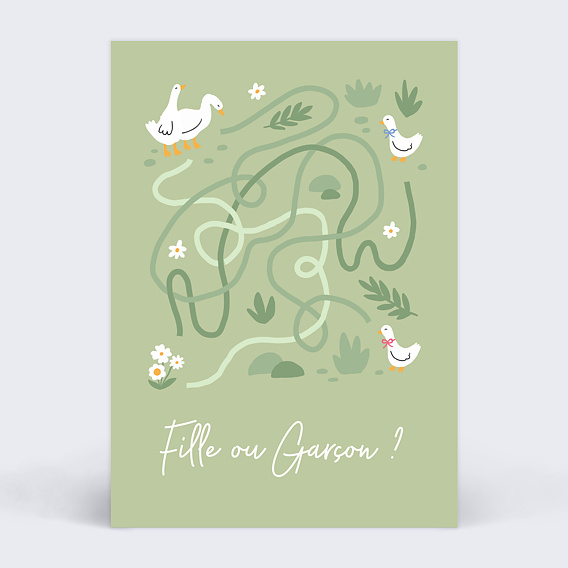 Carte annonce grossesse Labyrinthe fille Recto