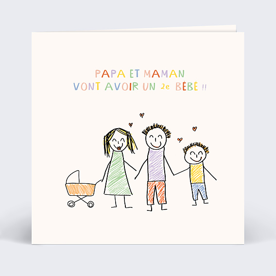 Carte Annonce Grossesse Dessin Papa et Maman