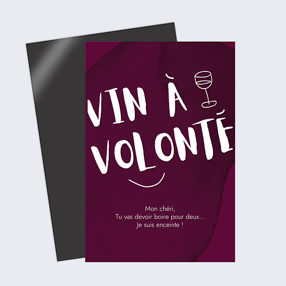 Carte Annonce Grossesse Vin à volonté