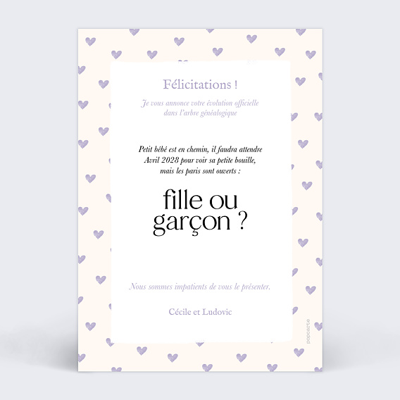 Carte annonce grossesse Promotion des Grand-Parents Verso