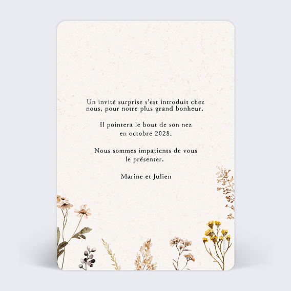 Carte Annonce Grossesse Bouquet Sauvage