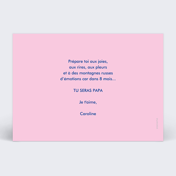 Carte annonce grossesse Surprise bicolore Verso