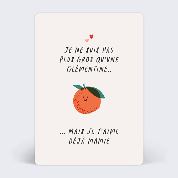 Carte annonce grossesse Clémentine Recto