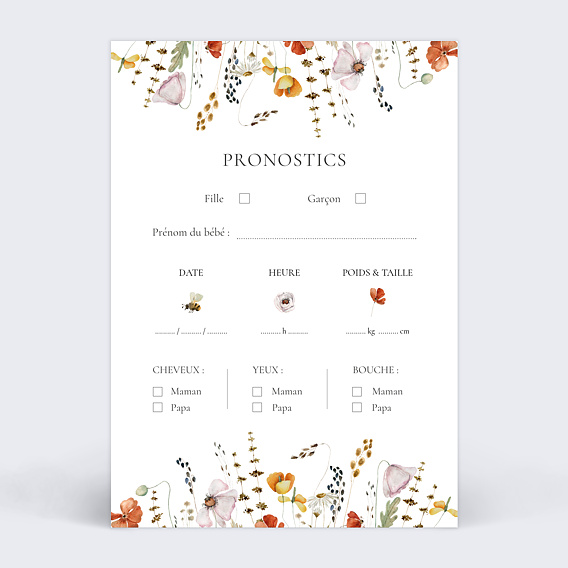 Carte annonce grossesse Fleurs des Champs Recto