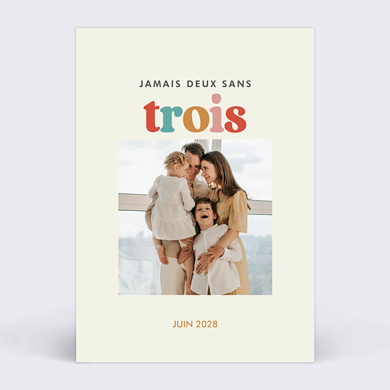 Carte annonce grossesse Troisième enfant Recto