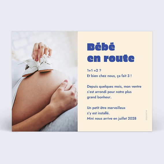 Carte annonce grossesse Damier jaune beurre Verso