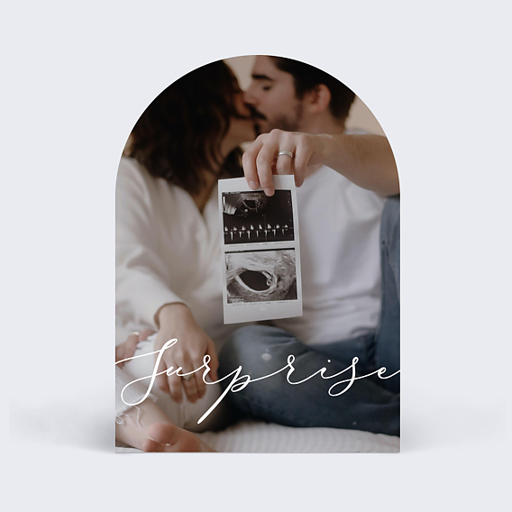 Carte annonce grossesse Surprise Typographie