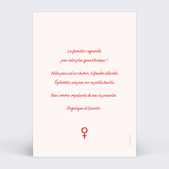 Carte Annonce Grossesse Gender Reveal Fille