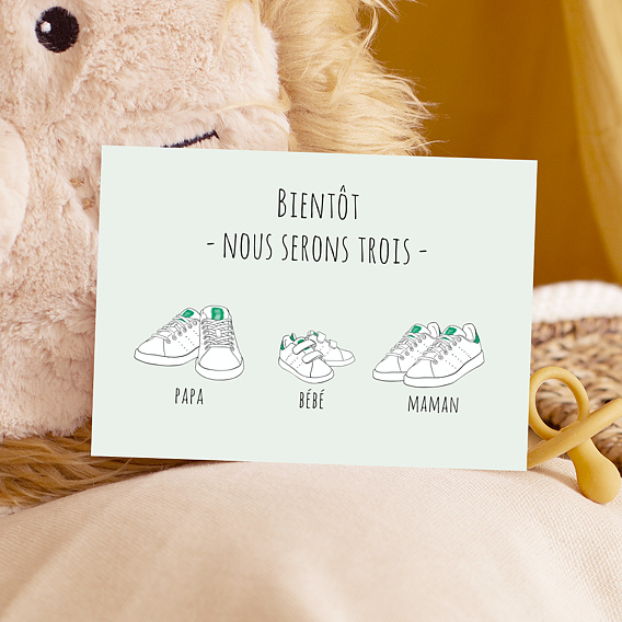 Carte annonce grossesse Famille Baskets Après 4