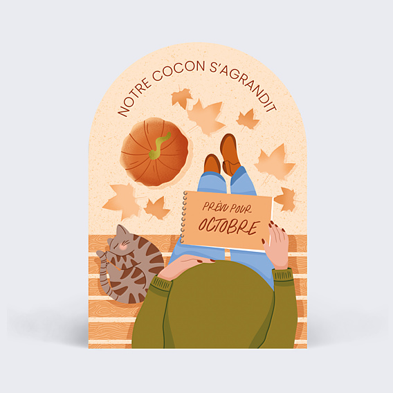 Carte Annonce Grossesse Feuille d’automne - Marion Blanc x Popcarte