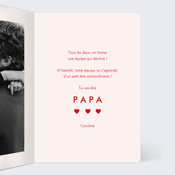 Carte annonce grossesse Cœurs Intérieur Droit