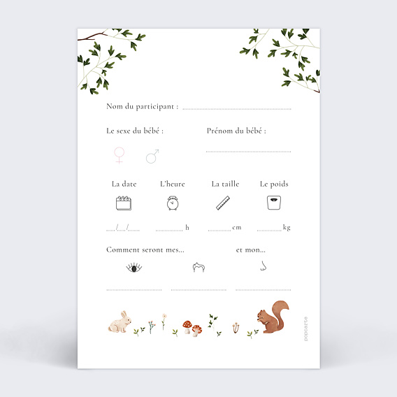 Carte Annonce Grossesse Fôret Enchantée