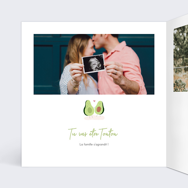 Carte Annonce Grossesse Avocado Family Intérieur Gauche