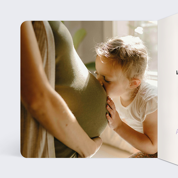 Carte annonce grossesse Dessin papa et maman fille Intérieur Gauche